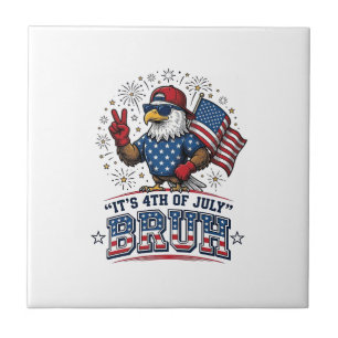 Azulejo Diseño de camiseta patriótica Funny 4th of July Ea