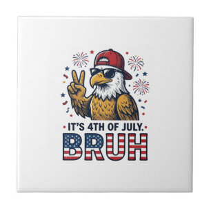 Azulejo Diseño de camiseta patriótica Funny 4th of July Ea