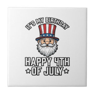 Azulejo Diseño de camiseta patriótica Gnome cumpleaños 4 d