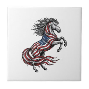 Azulejo Diseño de camiseta vectorial de caballo encabritad