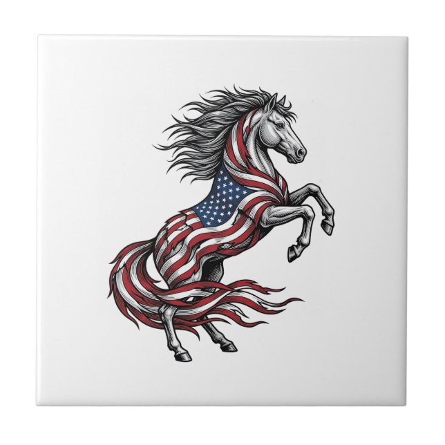 Azulejo Diseño de camiseta vectorial de caballo encabritad (Frente)