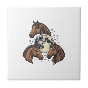 Azulejo Diseño de camiseta vectorial de caballo luna graba