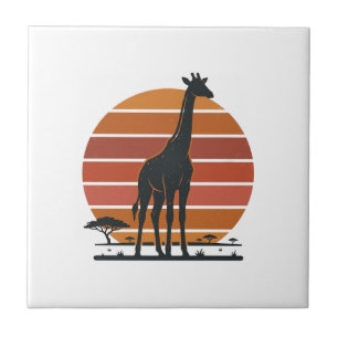Azulejo Diseño de camiseta vectorial de safari de puesta d