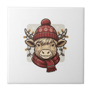 Azulejo Diseño de camiseta vectorial de vaca de las Highla