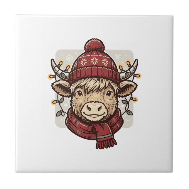 Azulejo Diseño de camiseta vectorial de vaca de las Highla (Frente)