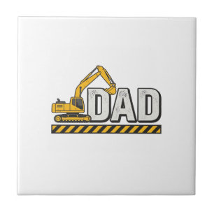 Azulejo Diseño de camiseta vintage de excavadora para papá
