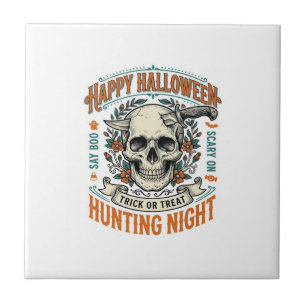 Azulejo Diseño de camiseta vintage de Halloween calavera t