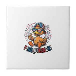 Azulejo Diseño de camiseta vintage de pato patriótico Fire