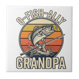 Azulejo Diseño de camiseta vintage de pesca del abuelo O-F