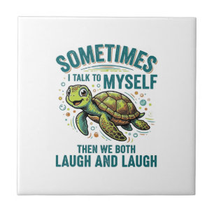 Azulejo Diseño de camiseta vintage de tortuga divertida ha