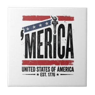 Azulejo Diseño de camiseta vintage Merica patriótica desga