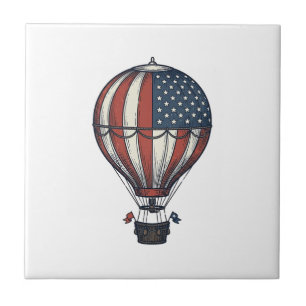 Azulejo Diseño de camiseta vintage patriótica globo aerost