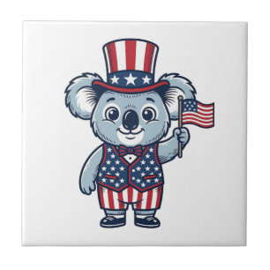 Azulejo Diseño de camiseta vintage vector koala patriótico