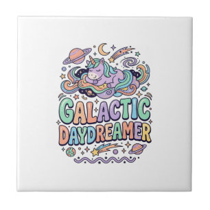 Azulejo Diseño de Camiseta y Pegatina Kawaii Soñador Galác