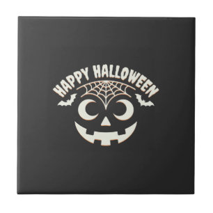 Azulejo Diseño de cara de Jack-O-Lantern de Halloween feli