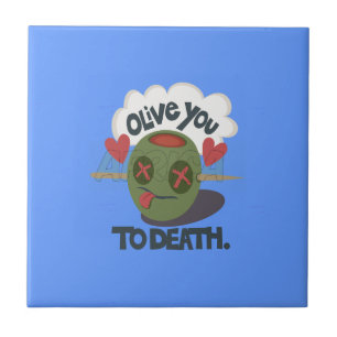Azulejo Diseño de cara divertida y caprichosa "Olive My He
