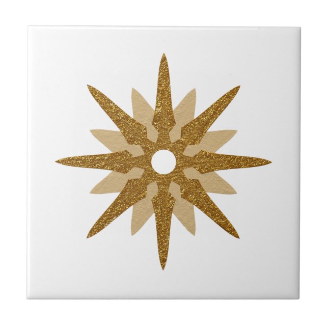 Azulejo Diseño de cerámica de estrella de oro única modern (Frente)