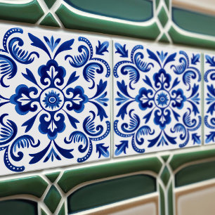 Azulejo Diseño de cerámica estampada Talavera de zafiro Li