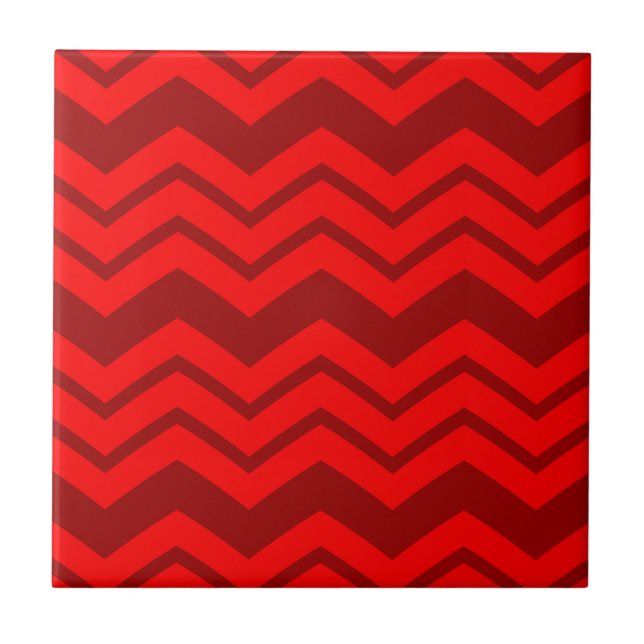 Azulejo Diseño de chevron rojo y marrón zigzag (Frente)