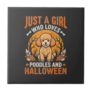 Azulejo Diseño de chica amante de perros caniches de Hallo