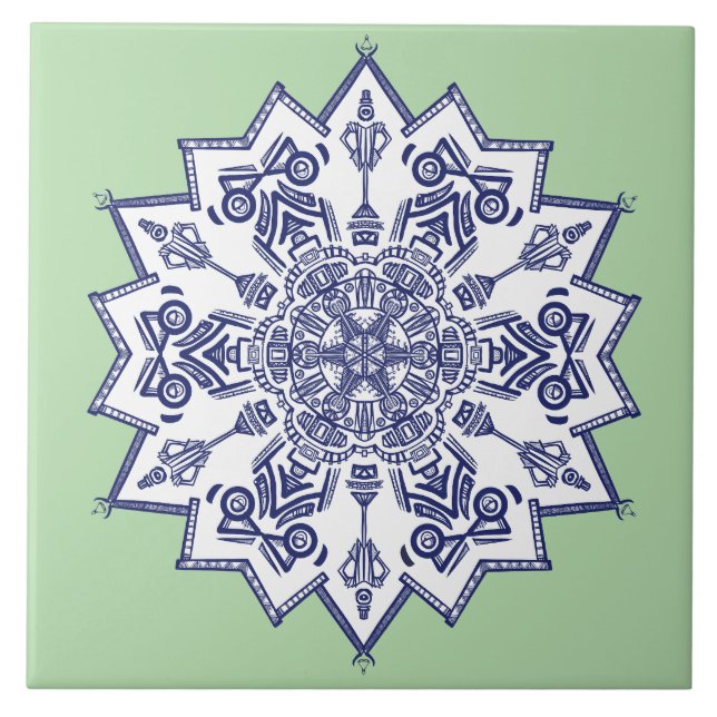 Azulejo Diseño de china azul. ¿Qué ves? (Frente)