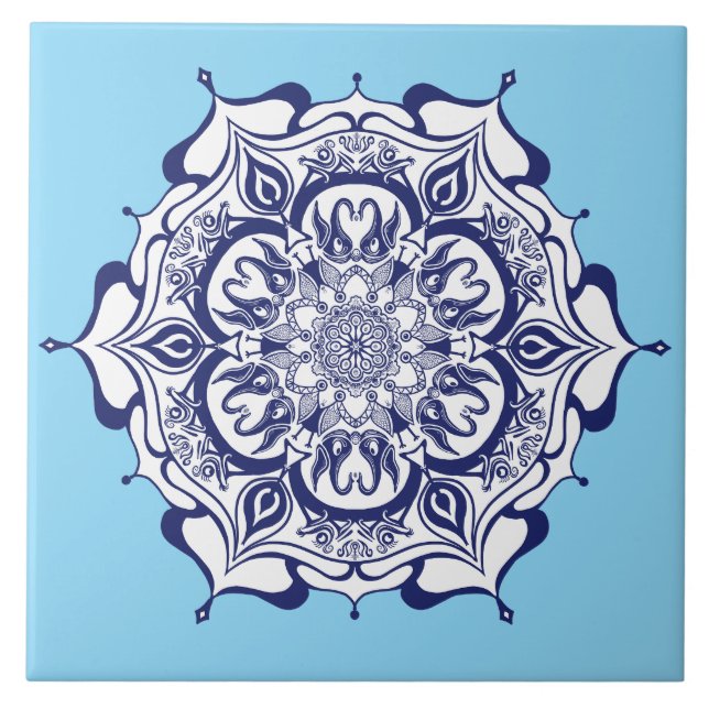 Azulejo Diseño de china azul. ¿Qué ves? (Frente)