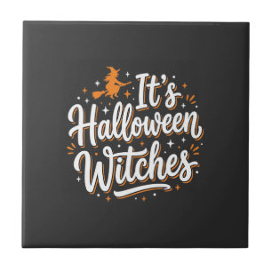 Azulejo Diseño de cita de bruja linda de brujas de Hallowe