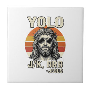 Azulejo Diseño de cita de grabado vintage divertido Jesús