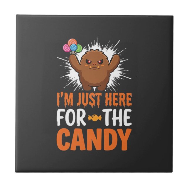 Azulejo Diseño de cita de monstruo de dulces de Halloween (Frente)