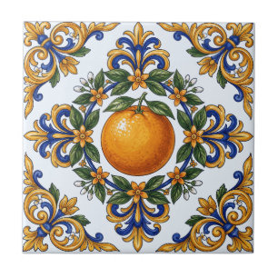 Azulejo Diseño de cítrico naranja Mayólica Italiana