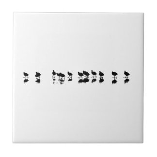 Azulejo Diseño de Coot - Negro sobre blanco