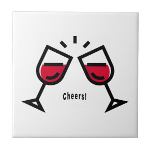 Azulejo Diseño de copas de vino tinto lindas para brindar