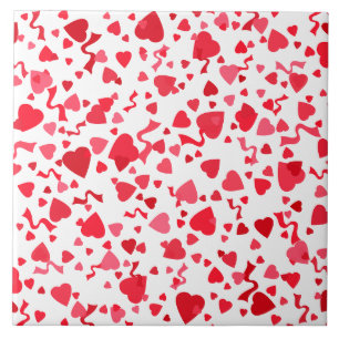 Azulejo Diseño de Corazones de Confeti Rojo