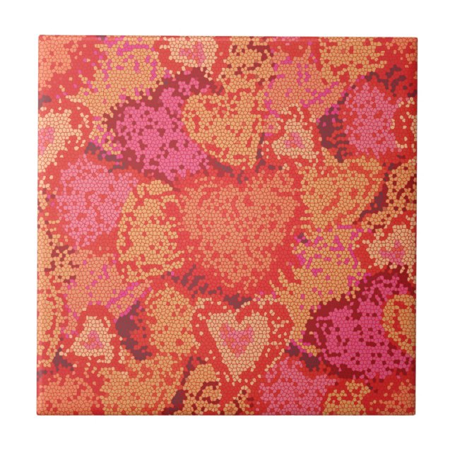 Azulejo Diseño de corazones en mosaico lindos (Frente)