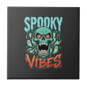 Azulejo Diseño de cráneo de fantasma de Halloween Vibracio