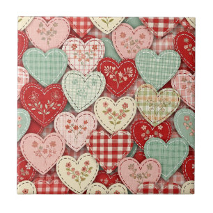 Azulejo Diseño de Cuadrícula de Corazón de Patchwork de Ca