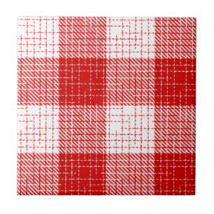 Azulejo Diseño de cuadros escoceses atrevidos en rojo y bl