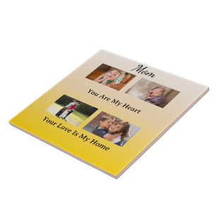 Azulejo Diseño de cuatro fotos – Tributo crema y dorado