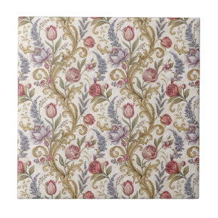 Azulejo Diseño de damasco floral barroco ornamentado