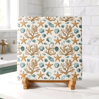 Azulejo Diseño de decoración de baño de playa costera con 