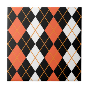 Azulejo Diseño de diamante de argelia blanco negro naranja