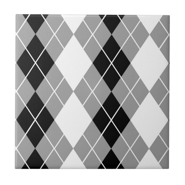 Azulejo Diseño de Diamante de Color Blanco Negro Gris (Frente)
