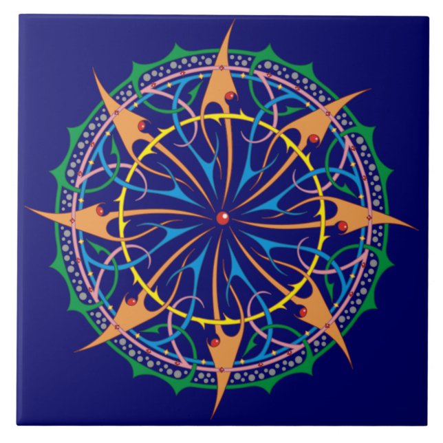 Azulejo Diseño de espiral oceánica artística premium (Frente)