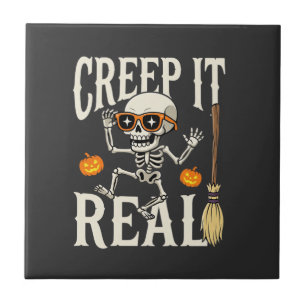 Azulejo Diseño de esqueleto bailarín divertido de Hallowee