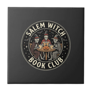 Azulejo Diseño de esqueleto de Halloween del club de libro