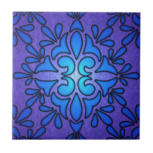 Azulejo Diseño de estilo de vidrio teñido azul púrpura