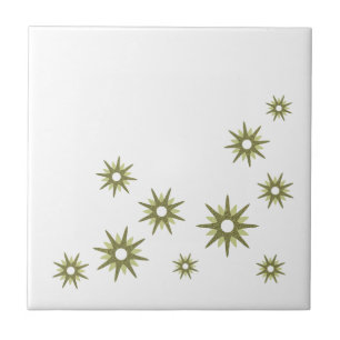 Azulejo Diseño de Estrella Explosiva Verde de Mitad de Sig