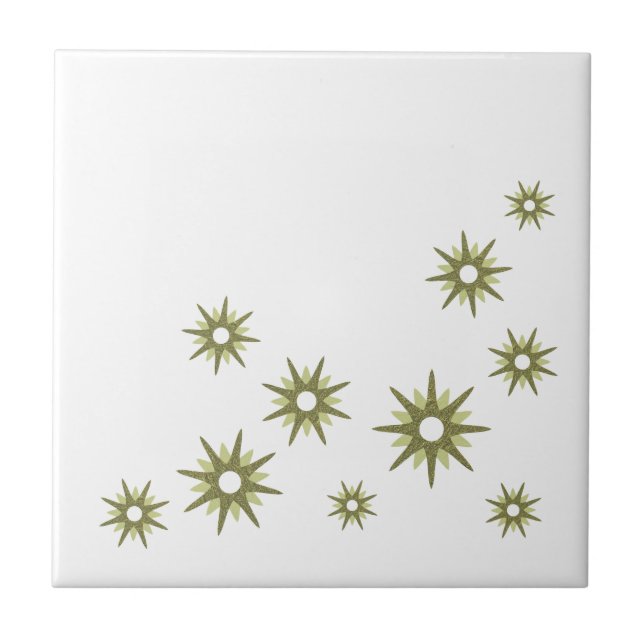 Azulejo Diseño de Estrella Explosiva Verde de Mitad de Sig (Frente)