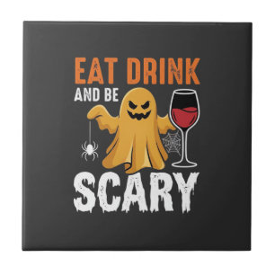 Azulejo Diseño de fantasma aterrador para comer y beber en