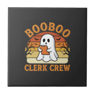 Azulejo Diseño de fantasma de Halloween de Booboo Clerk Cr